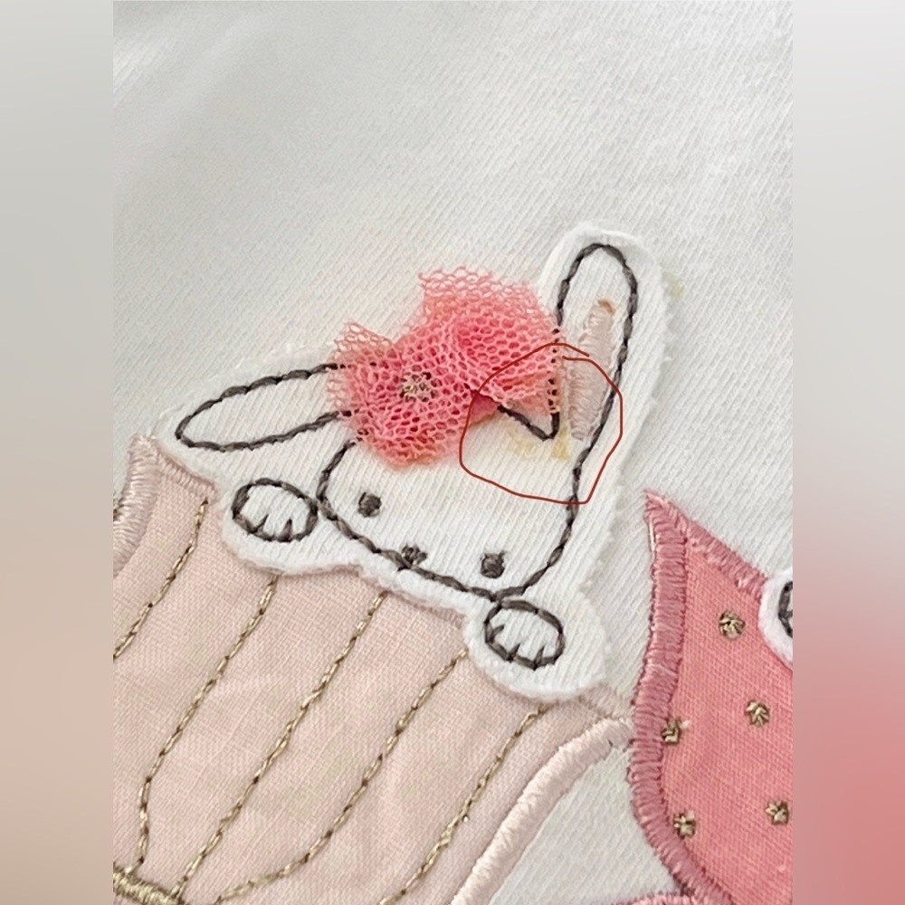 Isaac Mizrahi Peach Tulle Easter Ruffle Dress w/ Bunnies | Baby Girl 0-3 Months - Picture 8 of 8